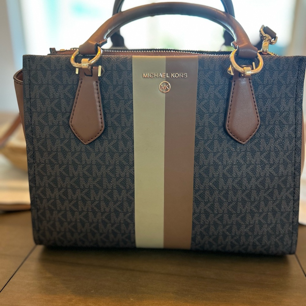 Michael Kors Brown and Taupe Satchel